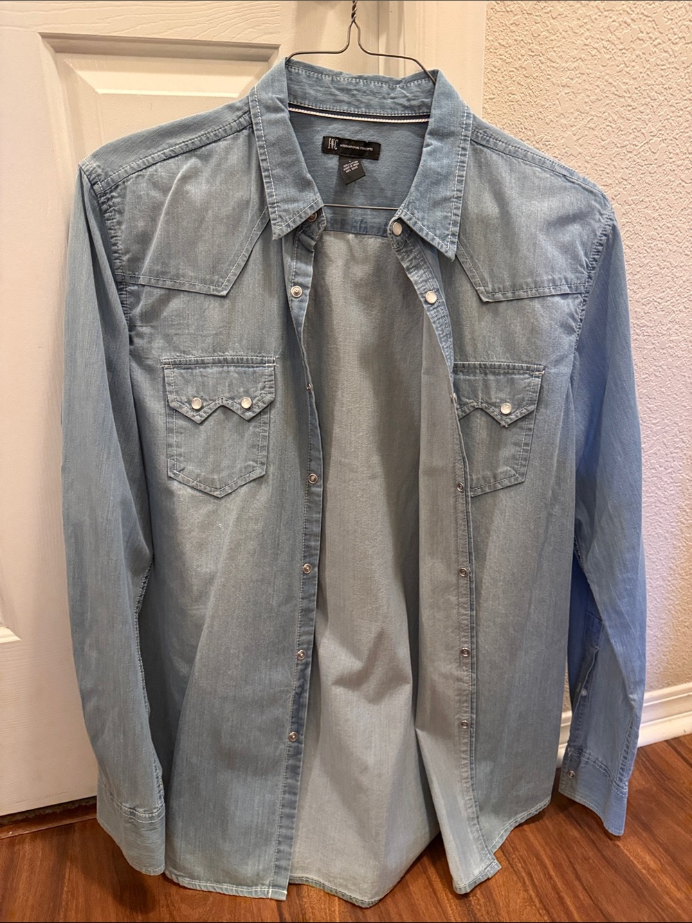 INC International Concepts Light Blue Denim Button-Down Shirt